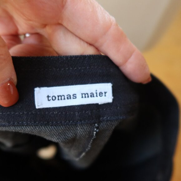 Tomas Maier black denim asymmetrical zipper mini skirt size 2 Italy 100% cotton - Picture 12 of 16